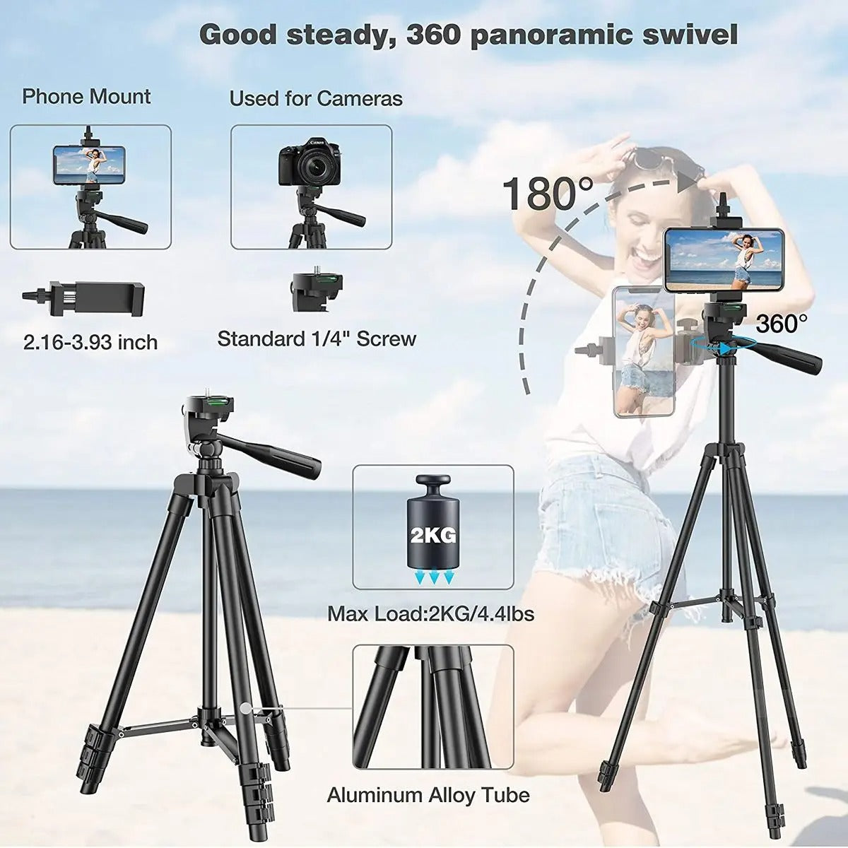 Tripod Stand for Phones With Bluetooth Remote