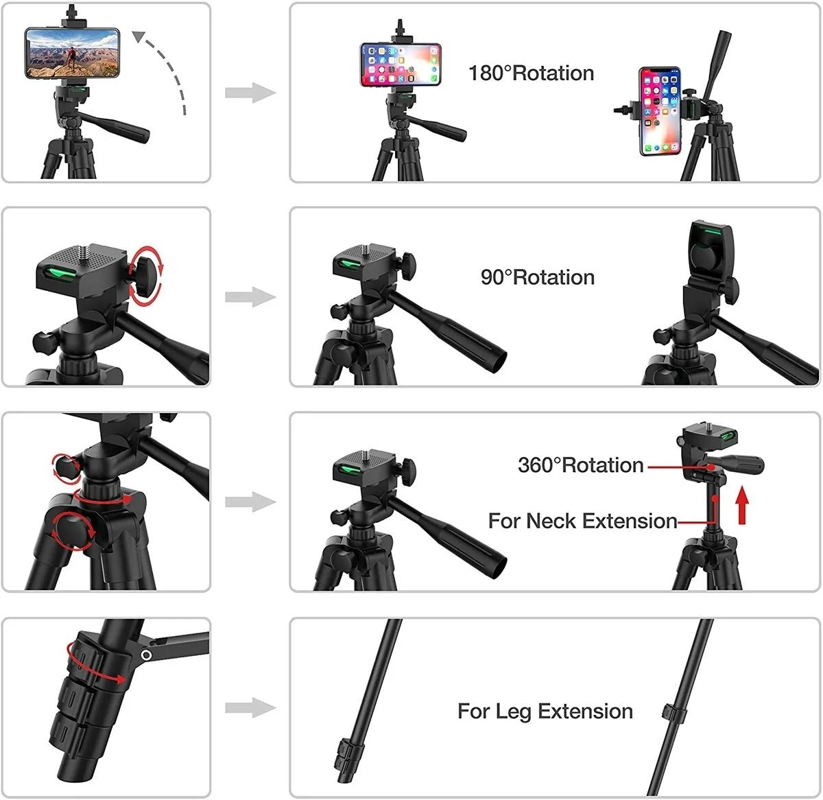 Tripod Stand for Phones With Bluetooth Remote