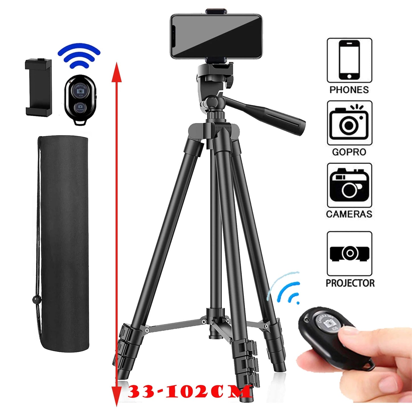 Tripod Stand for Phones With Bluetooth Remote